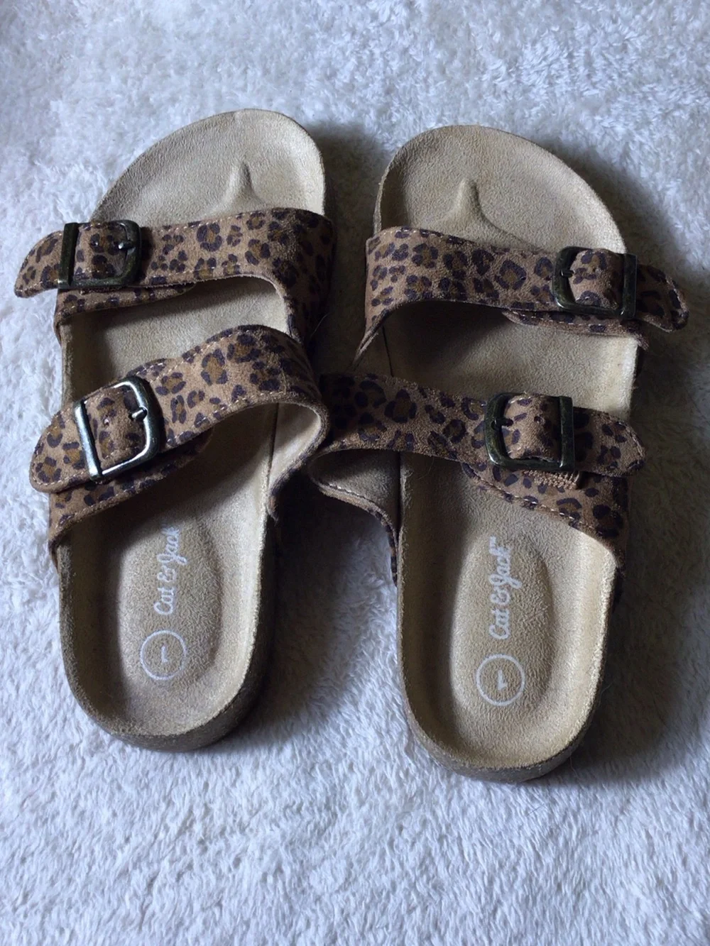 Cat & Jack Leopard Print Double-Buckle slip on Sandals